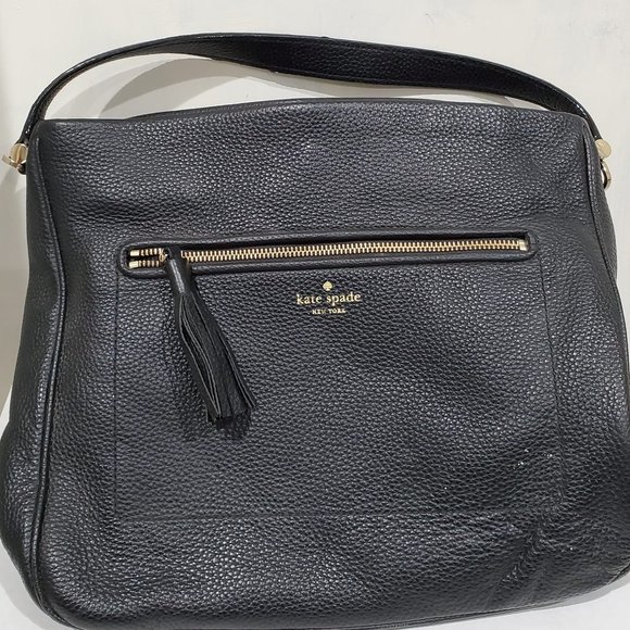 kate spade | Bags | Kate Spade New York Purse Black Pebbled Leather Tote  Purse Rn 02760 Ca 57710 | Poshmark